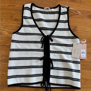 Cyrus Black and White Striped knitted Tank Top